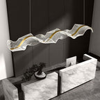 Yela Modern Wave Suspension Fixtures Metal/Acrylic White/Gold Living Room