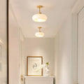 Valentina Flush Mount Ceiling Light Cup Minimalist Wood/Glass White/Orange