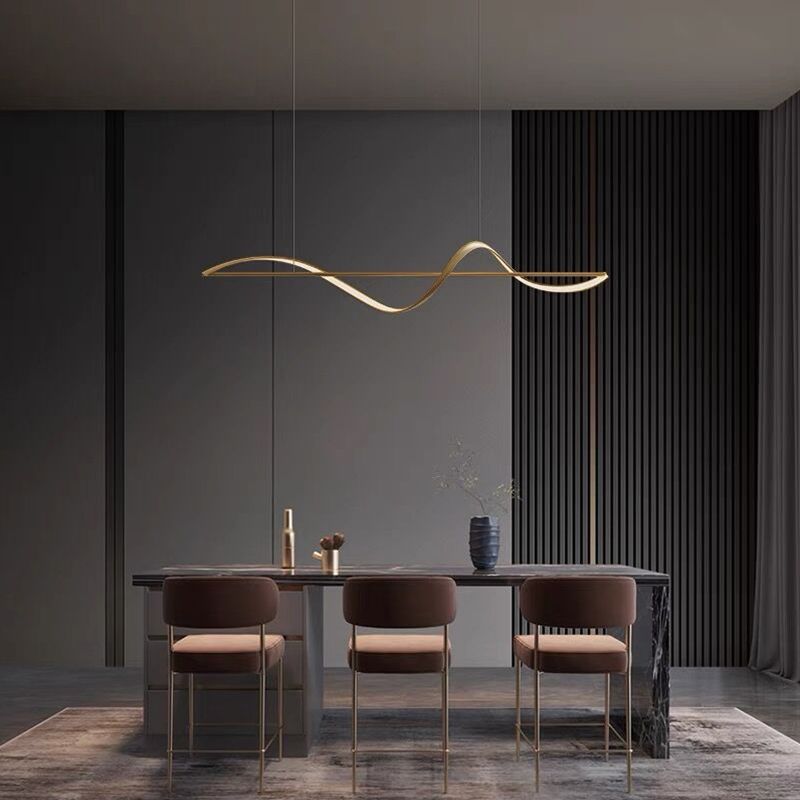 Zelin Minimalist Linear Suspension Metal/Acrylic Black/Gold Living Room