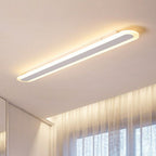 Arisha Minimalist Oval Linear Flush Mount Ceiling Light, White/Coffee