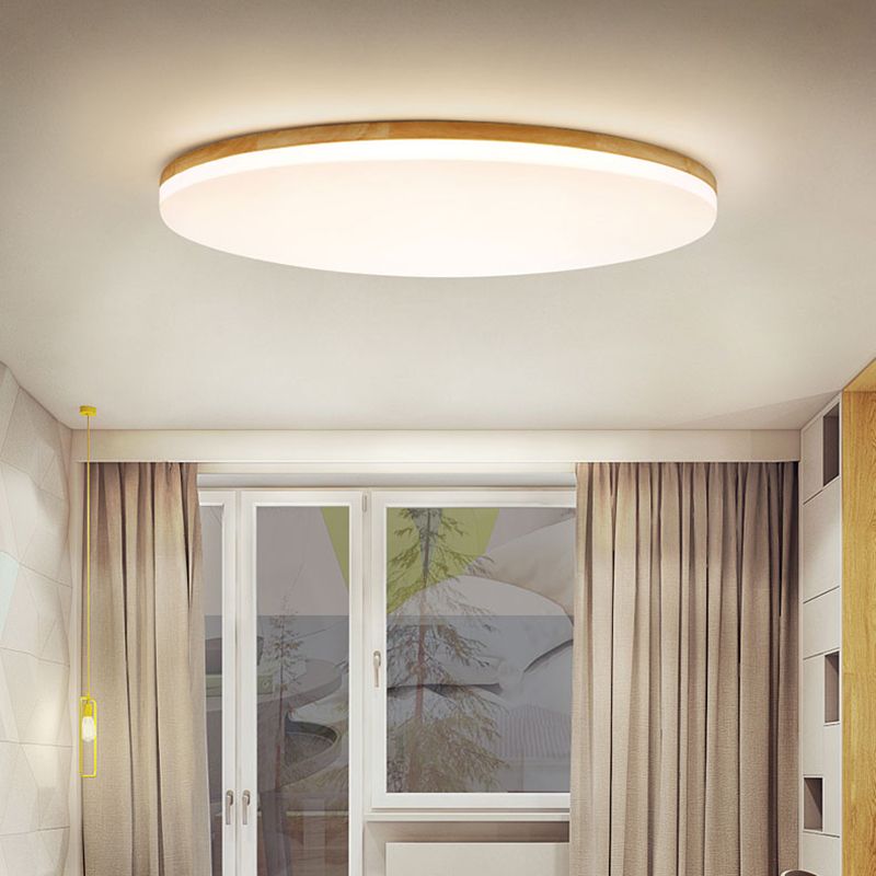 Eilo Large Modern Round LED Ceiling Light Wood