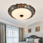Tiffany Flush Mount Ceiling Light, Brass/Resin