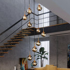 Valentina Modern Spiral Ball Glass Staircase Chandelier