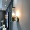 Kristy American Cylindrical Elegant Gold Glass/Metal Vanity Wall Lamp