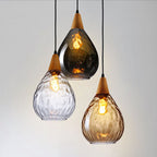 Arisha Vintage LED Suspension Amber Glass Wood Bedroom
