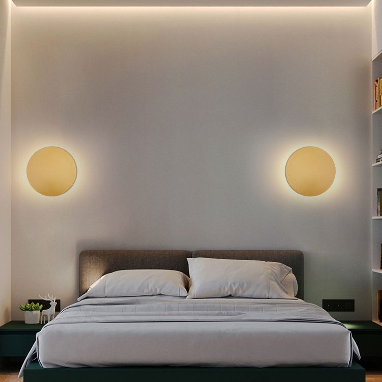 Kyris Round Minimalist Wall Sconce Black/Gold/White. Living Room