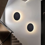 Kyris Round Minimalist Wall Sconce Black/Gold/White. Living Room