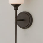 Tiffany Nordic Vanity Metal Glass Minimalism Wall Lamp, Black/Silver