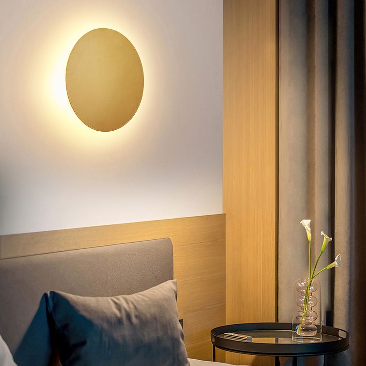 Kyris Round Minimalist Wall Sconce Black/Gold/White. Living Room