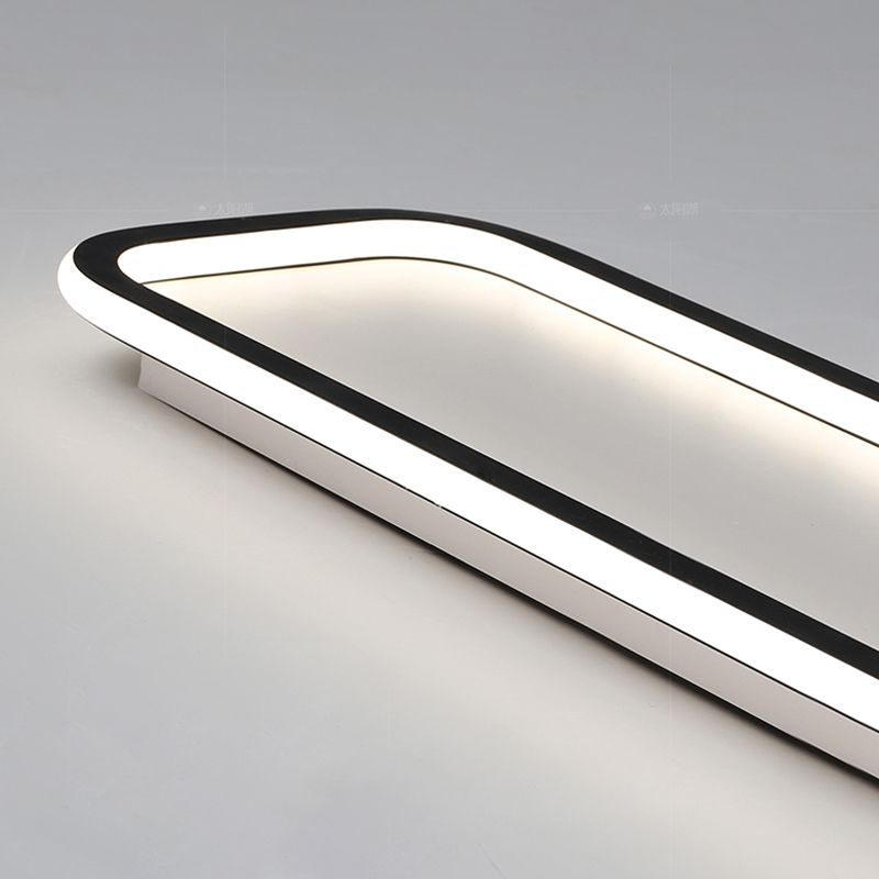 Arisha Modern LED Rectangular Ceiling Light Living Room/Bedroom Black Metal & Silicone