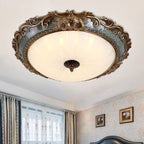 Tiffany Flush Mount Ceiling Light, Brass/Resin
