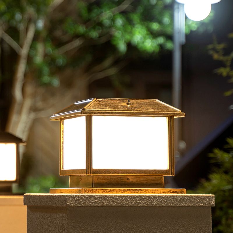 Ray Vintage Rectangle Metal Outdoor Solar Lamps, Black/Bronze