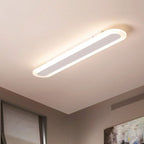 Arisha Minimalist Oval Linear Flush Mount Ceiling Light, White/Coffee