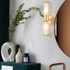 Kristy American Cylindrical Elegant Gold Glass/Metal Vanity Wall Lamp
