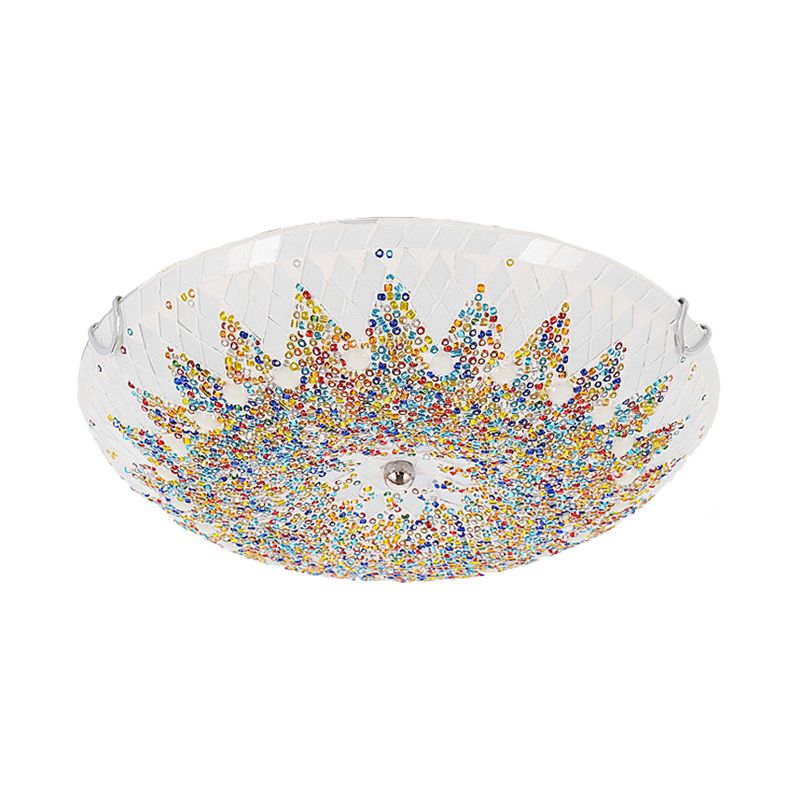 Tiffany Modern Mediterranean Glass Flush Mount Ceiling Light Blue/Yellow/White