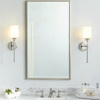 Tiffany Nordic Vanity Metal Glass Minimalism Wall Lamp, Black/Silver