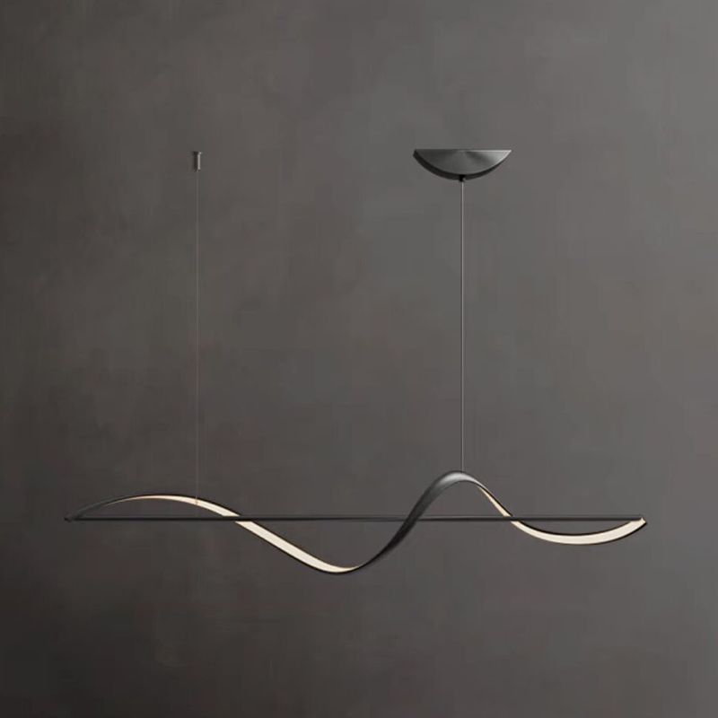 Zelin Minimalist Linear Suspension Metal/Acrylic Black/Gold Living Room