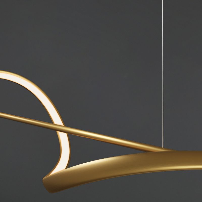 Zelin Minimalist Linear Suspension Metal/Acrylic Black/Gold Living Room