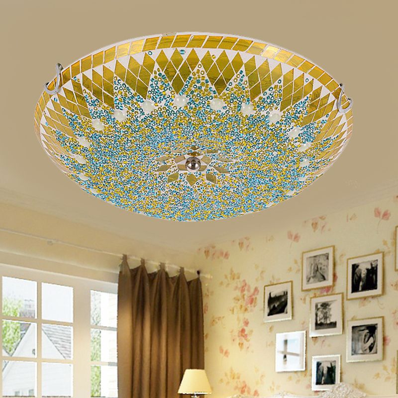 Tiffany Modern Mediterranean Glass Flush Mount Ceiling Light Blue/Yellow/White