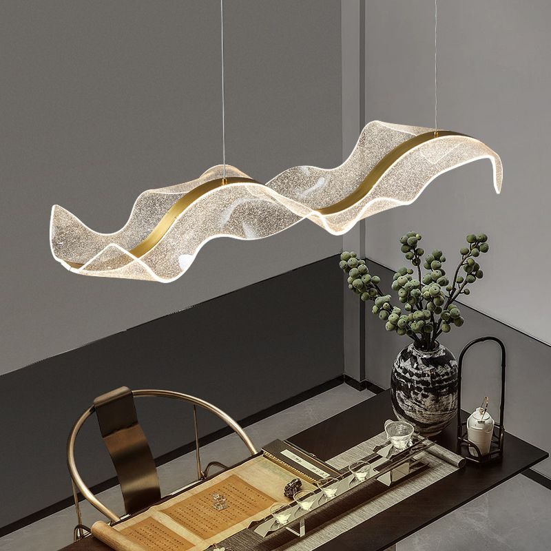 Yela Modern Wave Suspension Fixtures Metal/Acrylic White/Gold Living Room