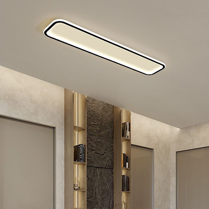 Arisha Modern LED Rectangular Ceiling Light Living Room/Bedroom Black Metal & Silicone