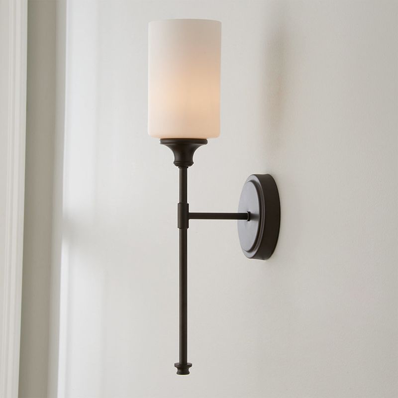 Tiffany Nordic Vanity Metal Glass Minimalism Wall Lamp, Black/Silver