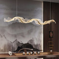 Kristy Pendant Light Designer Wave Acrylic, White/Gold, Dining Room