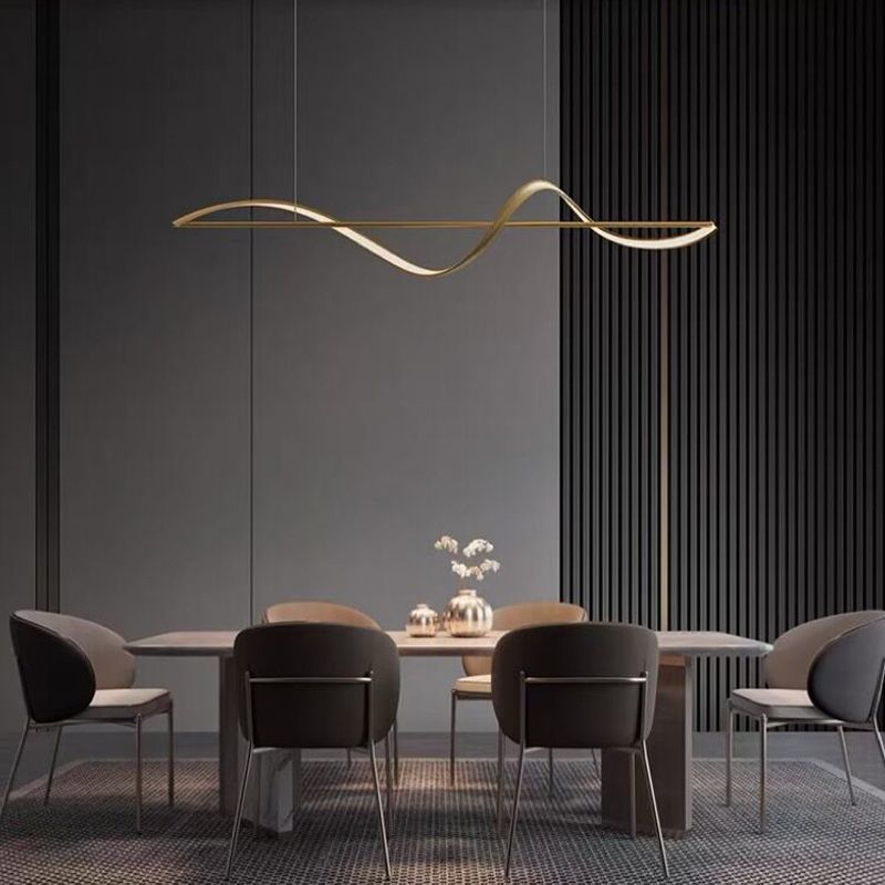 Zelin Minimalist Linear Suspension Metal/Acrylic Black/Gold Living Room