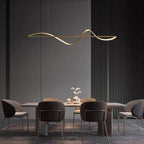 Zelin Pendant Light Wave Minimalist Designer, Metal, Brass/Black