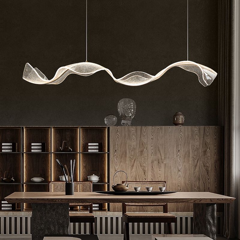 Yela Modern Wave Suspension Fixtures Metal/Acrylic White/Gold Living Room
