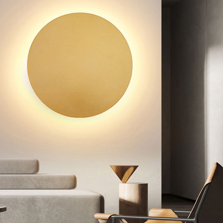 Kyris Round Minimalist Wall Sconce Black/Gold/White. Living Room