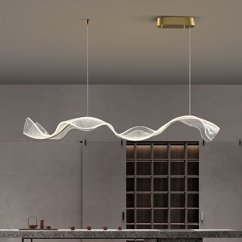 Yela Modern Wave Suspension Fixtures Metal/Acrylic White/Gold Living Room