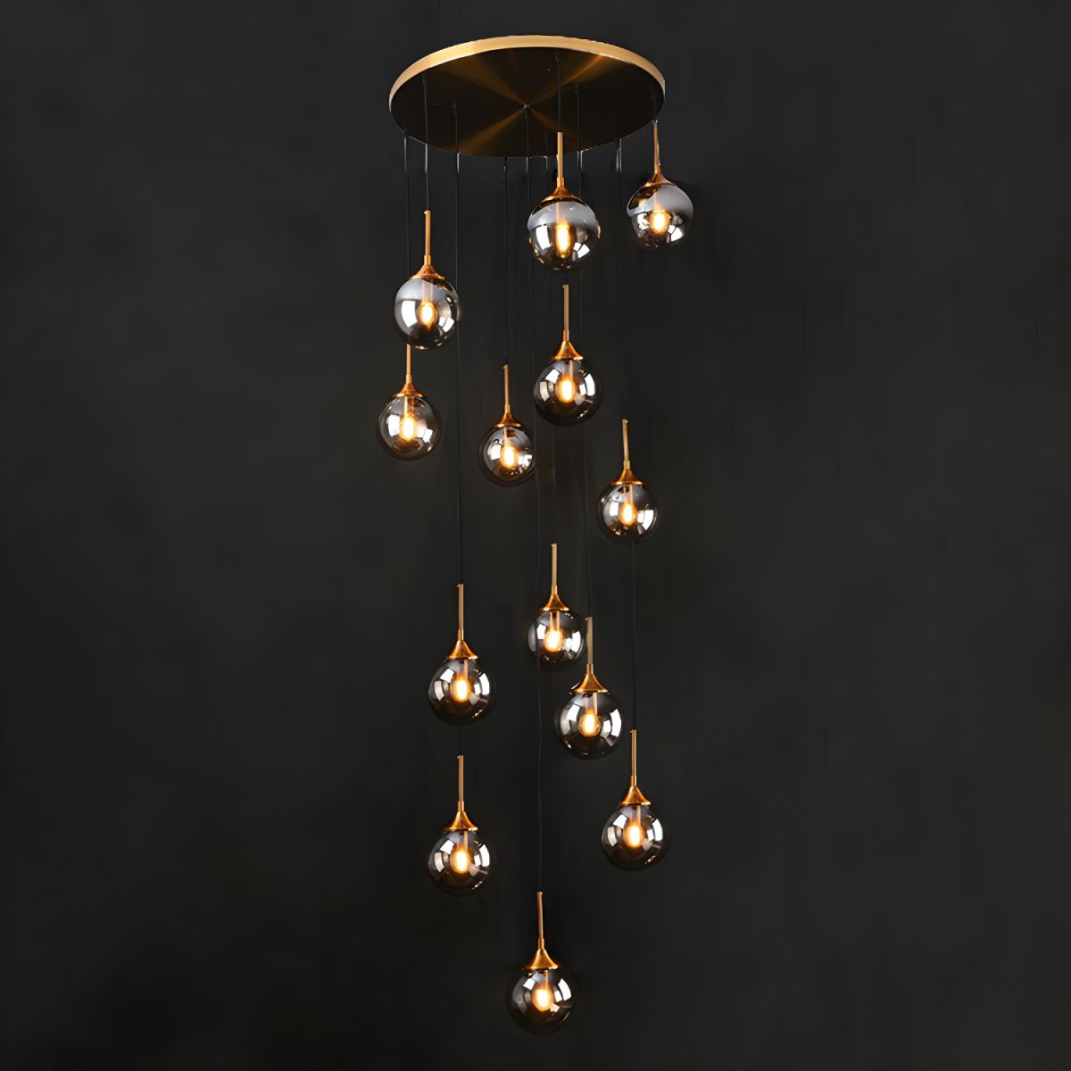 Valentina Modern Spiral Ball Glass Staircase Chandelier