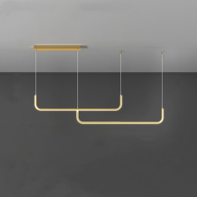 Clen Minimalist Linear Suspension Gold/Black. Living Room