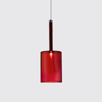 Nickle Cylindrical/Drum/Long Column Suspension Pendant Modernist 1 Light Grey/Red/Orange Glass Led Hanging Light Fixture
