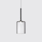 Nickle Cylindrical/Drum/Long Column Suspension Pendant Modernist 1 Light Grey/Red/Orange Glass Led Hanging Light Fixture