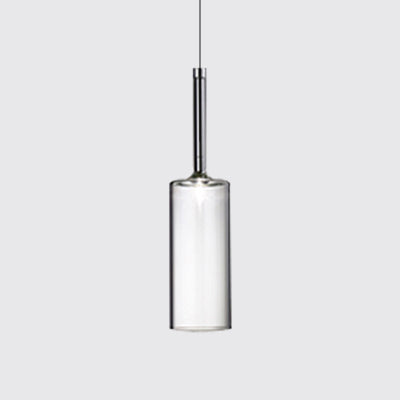 Nickle Cylindrical/Drum/Long Column Suspension Pendant Modernist 1 Light Grey/Red/Orange Glass Led Hanging Light Fixture