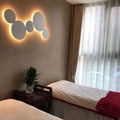 Minimalism Circle Shaped Metal Wall Lamp Warm/White Light Integrated LED Wall Lighting in Grey/White, 47.5"/52" Wide