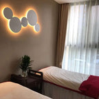 Minimalism Circle Shaped Metal Wall Lamp Warm/White Light Integrated LED Wall Lighting in Grey/White, 47.5"/52" Wide