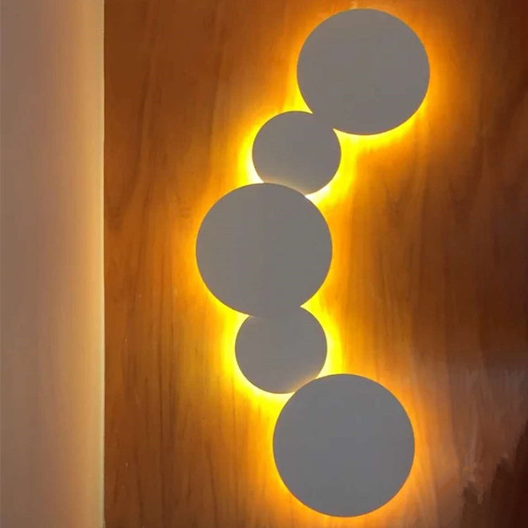 Minimalism Circle Shaped Metal Wall Lamp Warm/White Light Integrated LED Wall Lighting in Grey/White, 47.5"/52" Wide