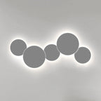 Minimalism Circle Shaped Metal Wall Lamp Warm/White Light Integrated LED Wall Lighting in Grey/White, 47.5"/52" Wide
