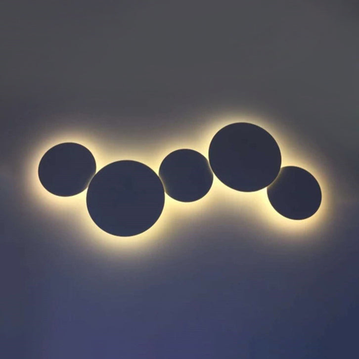 Minimalism Circle Shaped Metal Wall Lamp Warm/White Light Integrated LED Wall Lighting in Grey/White, 47.5"/52" Wide