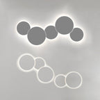 Minimalism Circle Shaped Metal Wall Lamp Warm/White Light Integrated LED Wall Lighting in Grey/White, 47.5"/52" Wide