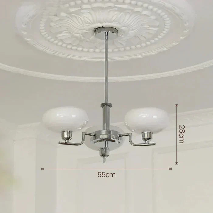 Modern Chandelier with Opal Glass Shades – Elegant Ceiling Lamp