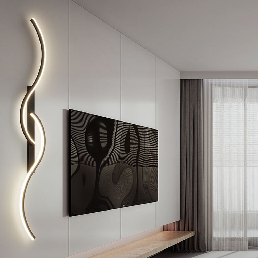 Lumor Modern Wave Design Wall Sconce Black/Gold Living Room