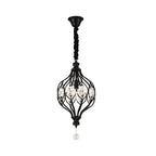 Lantern Bedroom Hanging Pendant Light Traditional Crystal 1 Bulb Black/Gold Ceiling Suspension Lamp