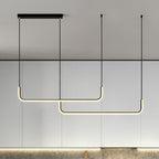Simple LED Multi Ceiling Light with Metal Shade Black/Gold Linear Pendant in Warm/White Light, 35.5"/47" Long