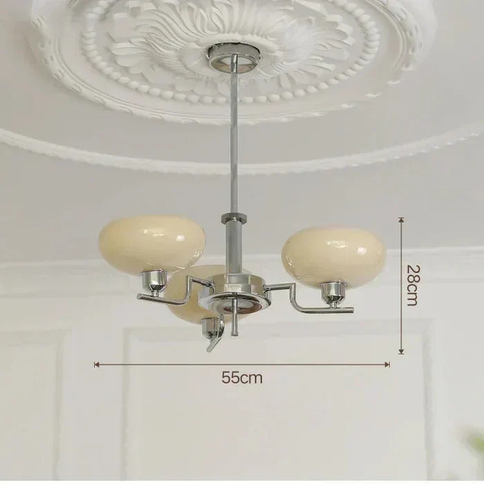Modern Chandelier with Opal Glass Shades – Elegant Ceiling Lamp