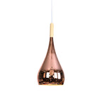 1 Bulb Teardrop Shade Hanging Light Fixture Contemporary Chrome/Rose Gold Metal Pendant Ceiling Light for Kitchen