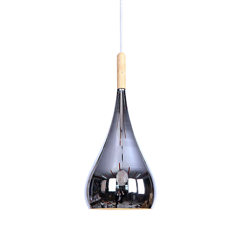 1 Bulb Teardrop Shade Hanging Light Fixture Contemporary Chrome/Rose Gold Metal Pendant Ceiling Light for Kitchen